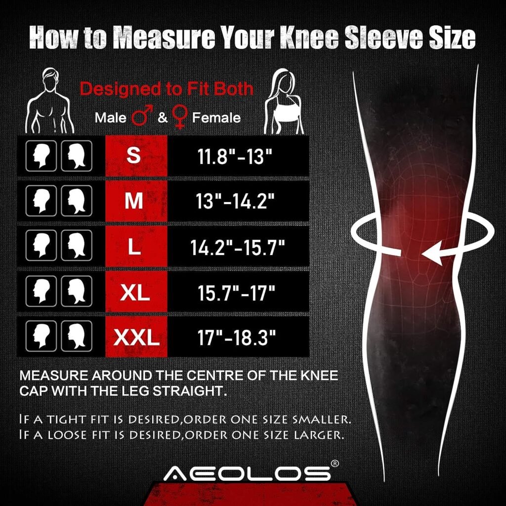 AEOLOS Knee Sleeves for Weightlifting (1 Pair),7mm Compression Knee Braces for Powerlifting,Squats and Gym Workout(Large)