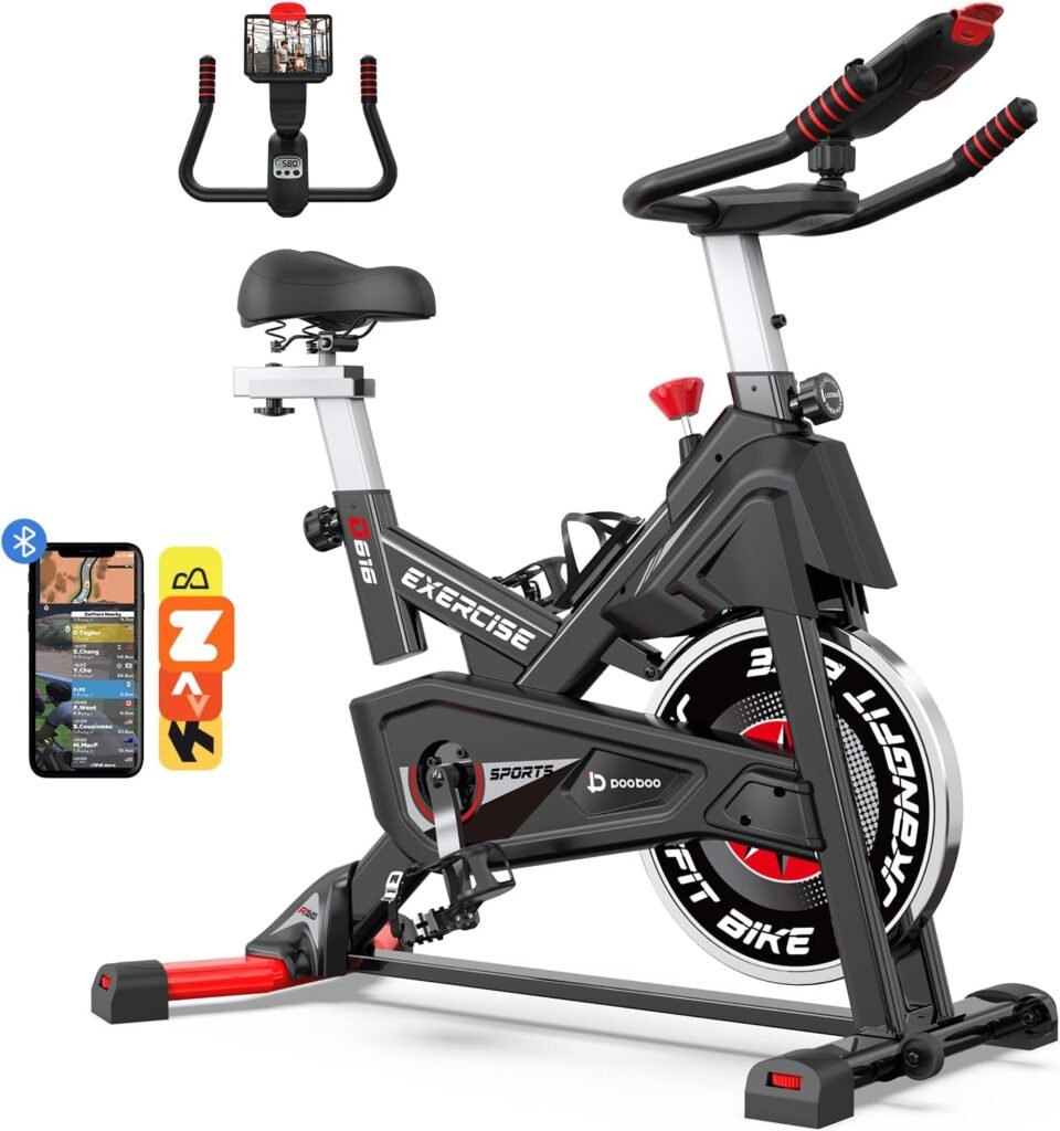 Exercise Bike, Magnetic Stationary Bike for Indoor Cycling (Upgraded Version), Cycle Bike w/ 360° Rotate Ipad Holder for Home Gym, Silent Belt Drive Indoor Bike w/ Comfortable Seat Cushion, 350 lbs Weight Capacity