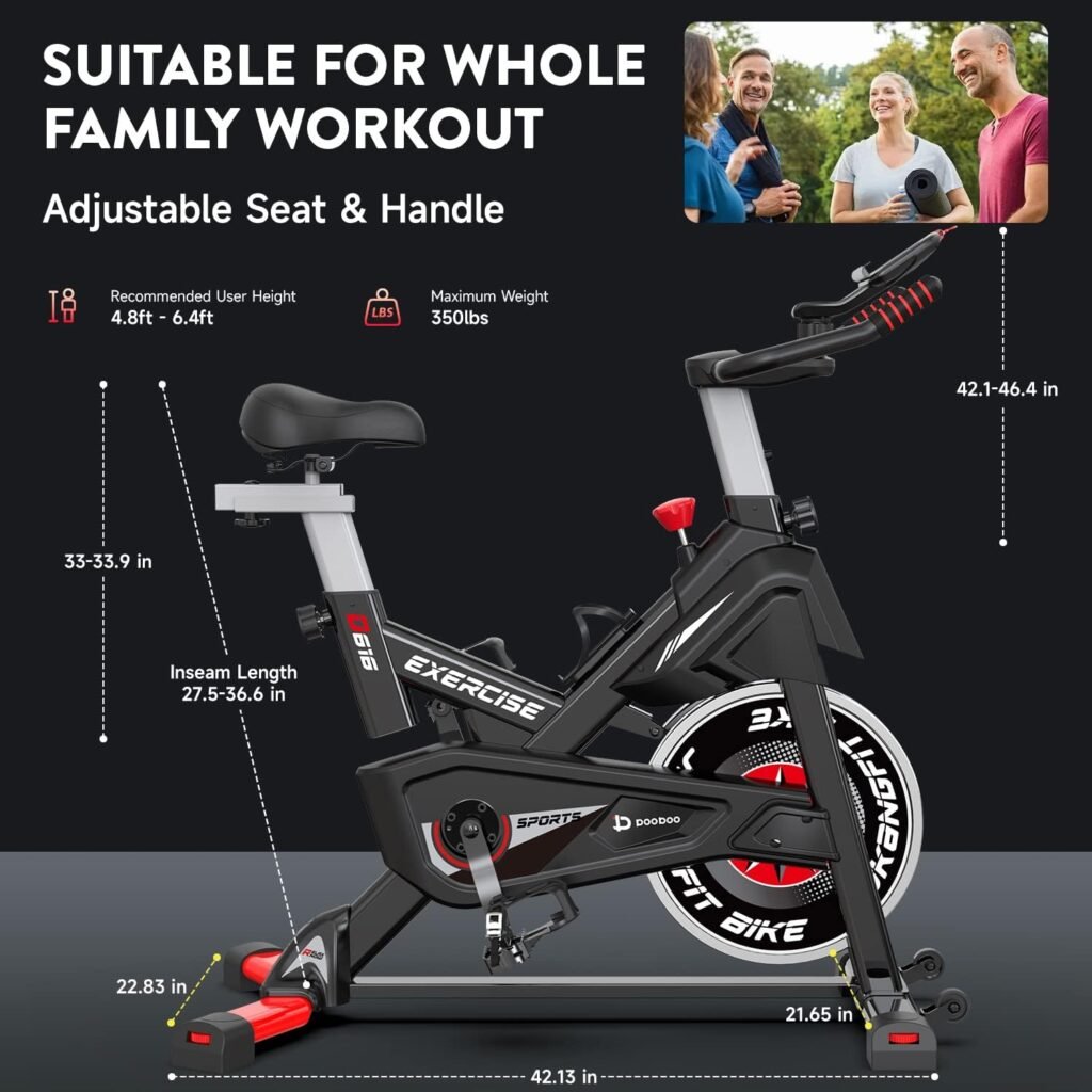 Exercise Bike, Magnetic Stationary Bike for Indoor Cycling (Upgraded Version), Cycle Bike w/ 360° Rotate Ipad Holder for Home Gym, Silent Belt Drive Indoor Bike w/ Comfortable Seat Cushion, 350 lbs Weight Capacity