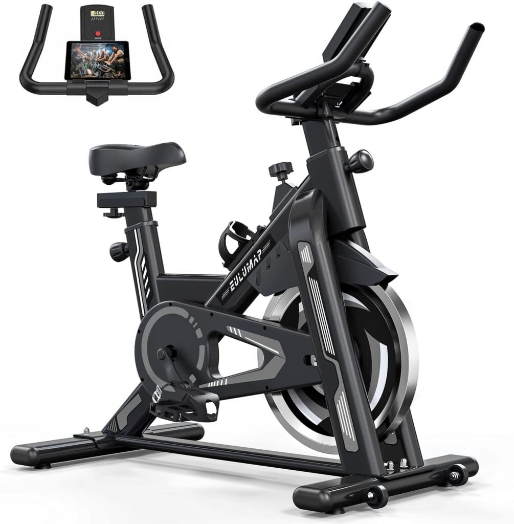 Exercise Bike-Stationary Bikes Indoor Cycling Bike, Spin Bike Belt Drive Indoor Exercise Bike with LCD Monitor and Comfortable Seat Cushion
