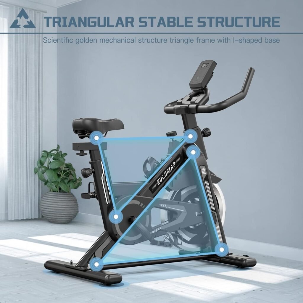 Exercise Bike-Stationary Bikes Indoor Cycling Bike, Spin Bike Belt Drive Indoor Exercise Bike with LCD Monitor and Comfortable Seat Cushion