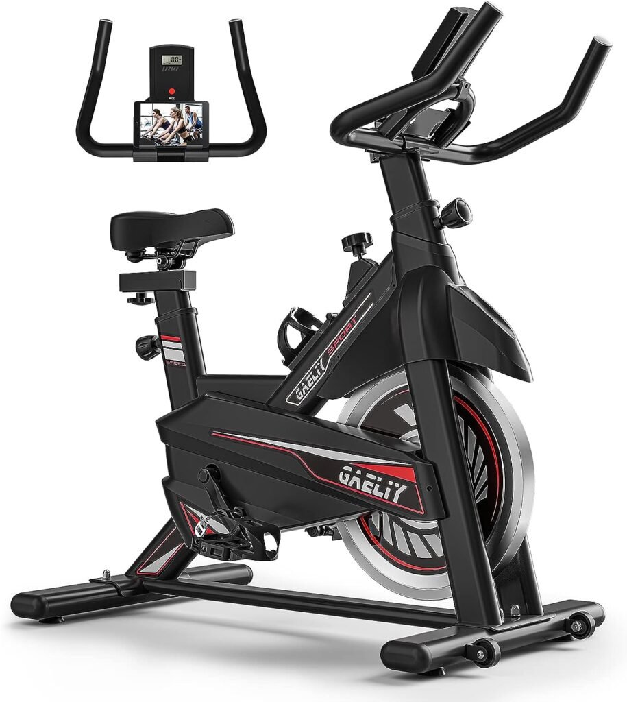 Exercise Bike-Stationary Bikes Indoor Cycling Bike, Spin Bike Belt Drive Indoor Exercise Bike with LCD Monitor and Comfortable Seat Cushion