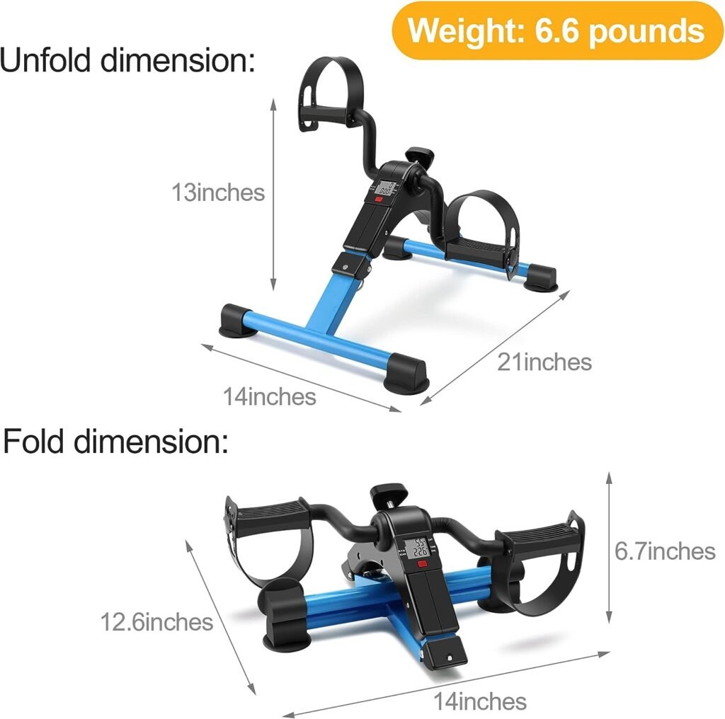 Folding Pedal Exerciser Mini Exercise Bike Portable Peddler Under Desk Bike with LCD Display for Arms and Legs Workout