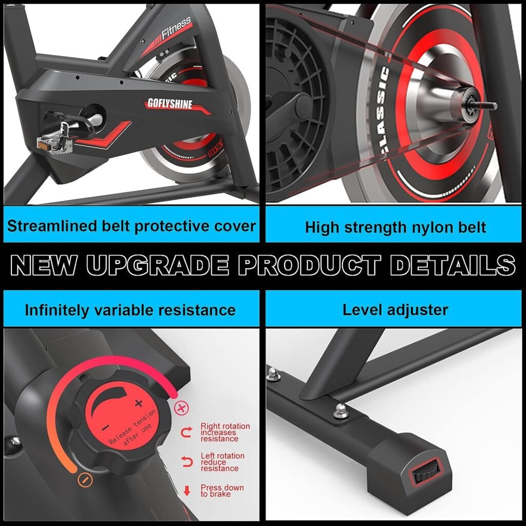 GOFLYSHINE Exercise Bikes Stationary,Exercise Bike for Home Indoor Cycling Bike for Home Cardio Gym,Workout Bike with Saddle Cover, Ipad Mount  LCD Monitor,Silent Belt Drive