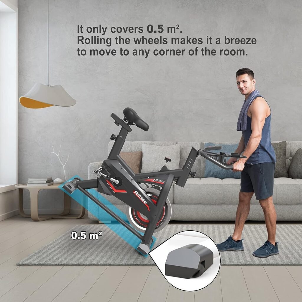GOFLYSHINE Exercise Bikes Stationary,Exercise Bike for Home Indoor Cycling Bike for Home Cardio Gym,Workout Bike with Saddle Cover, Ipad Mount  LCD Monitor,Silent Belt Drive