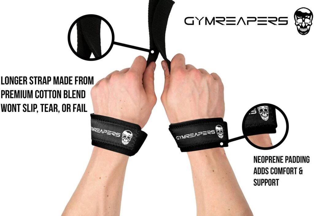 Gymreapers Lifting Wrist Straps for Weightlifting, Bodybuilding, Powerlifting, Strength Training,  Deadlifts - Padded Neoprene with 18 inch Cotton