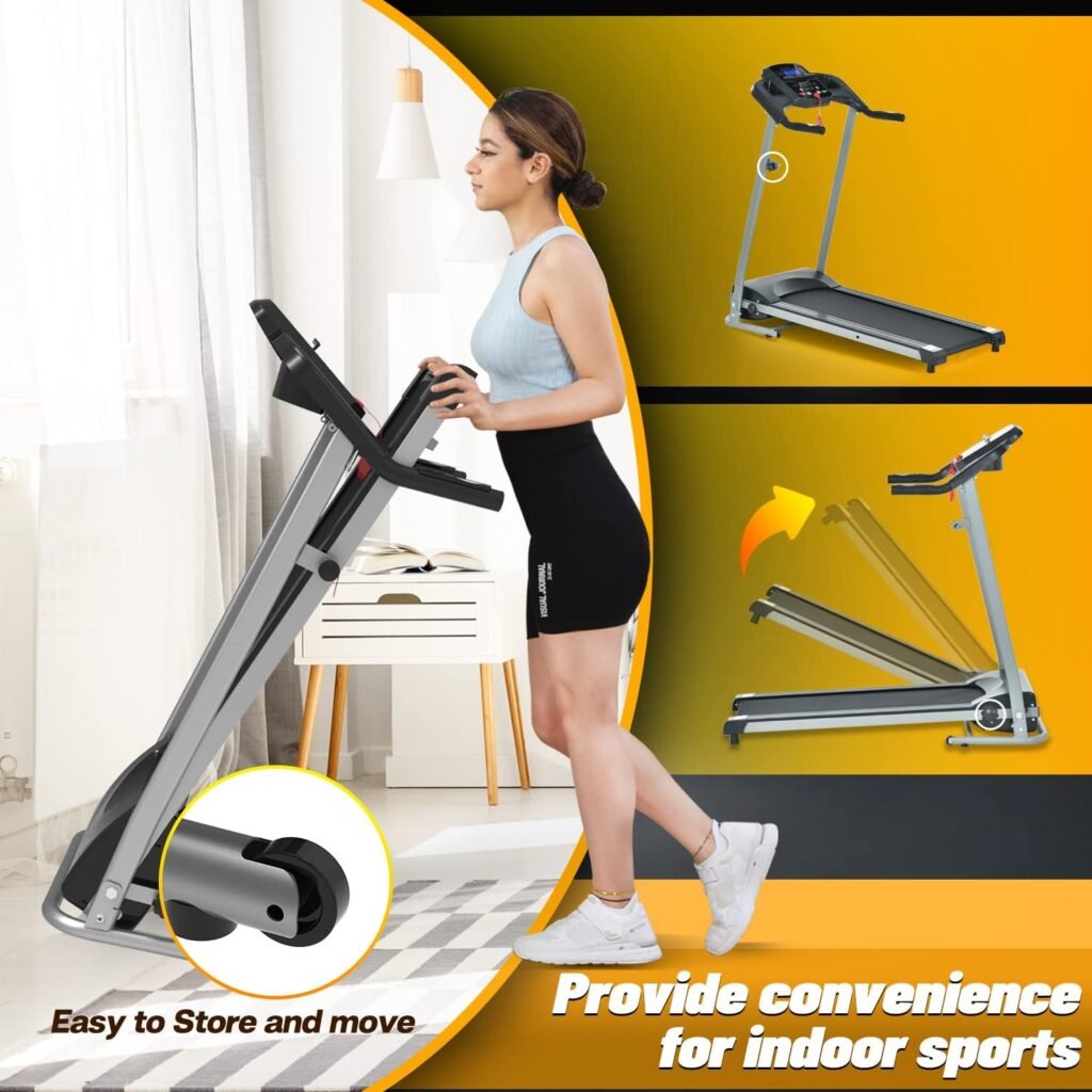 Home Foldable Treadmill with Incline, Folding Treadmill for Home Workout, Electric Walking Treadmill Machine 15 Preset or Adjustable Programs 250 LB Capacity MP3