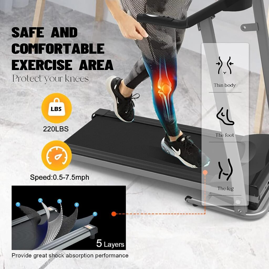 Home Foldable Treadmill with Incline,Folding Treadmill for Home Workout, Electric Walking Treadmill Machine 15 Preset or Adjustable Programs 250 LB Capacity MP3