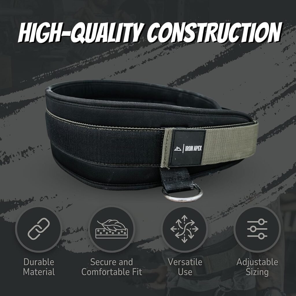 Iron Apex Weightlifting Dip Belt with Chain for Pullups and Sled Pull Attachment - Heavy Duty Workout Accessory for Gym, Fitness, Training, Strength and Weightlifting - Weight Lifting Dip Belt