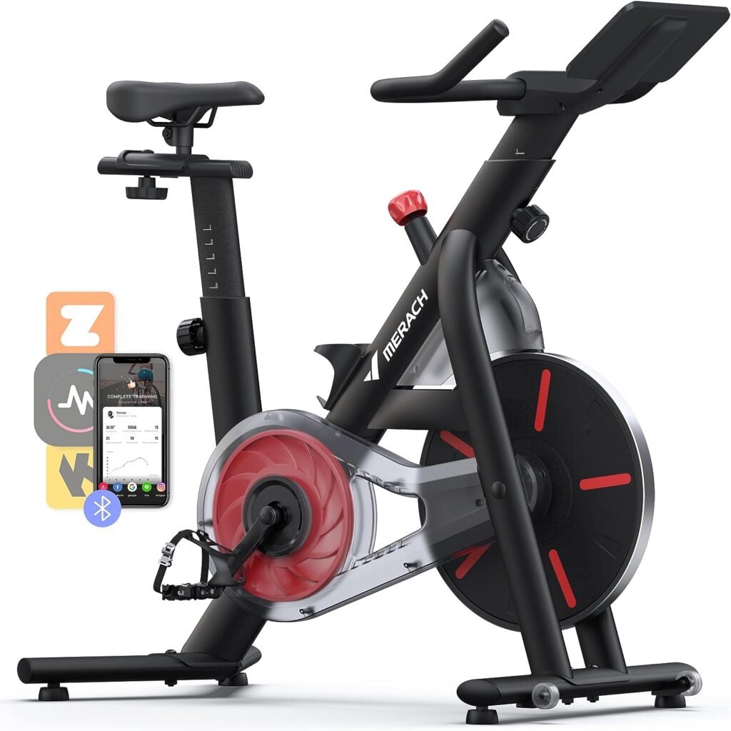 MERACH Exercise Bike, Bluetooth Stationary Bike for Home with Magnetic Resistance/Automatic Resistance, Indoor Cycling Bike with 330lbs/350lbs Weight Capacity, iPad Holder, TT