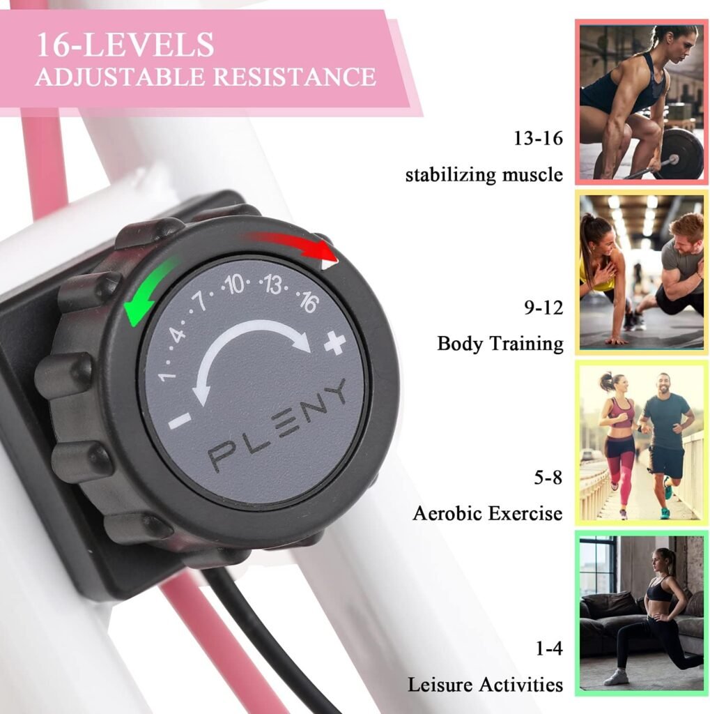 PLENY Folding Exercise Stationary Bike | 3-in-1 Foldable Indoor Cycling Exercise Bike | Magnetic Upright Workout Bike with Arm Exercise Resistance Bands and for Home Gym