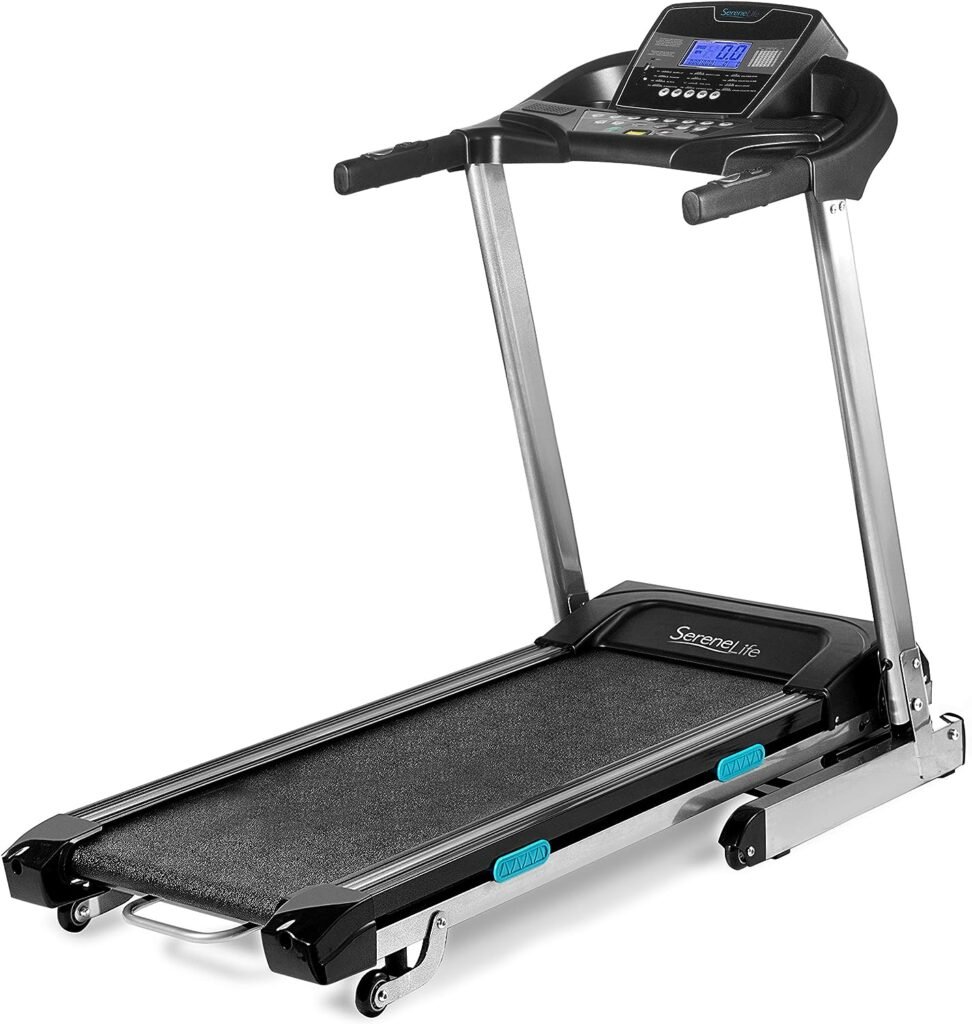 SereneLife Foldable Digital Home Gym Treadmill | Smart Auto Incline Exercise Machine with Downloadable App | Large Running Treadmill with MP3 Player  Stereo Speakers | 2.5HP, 10MPH Speed - SLFTRD35