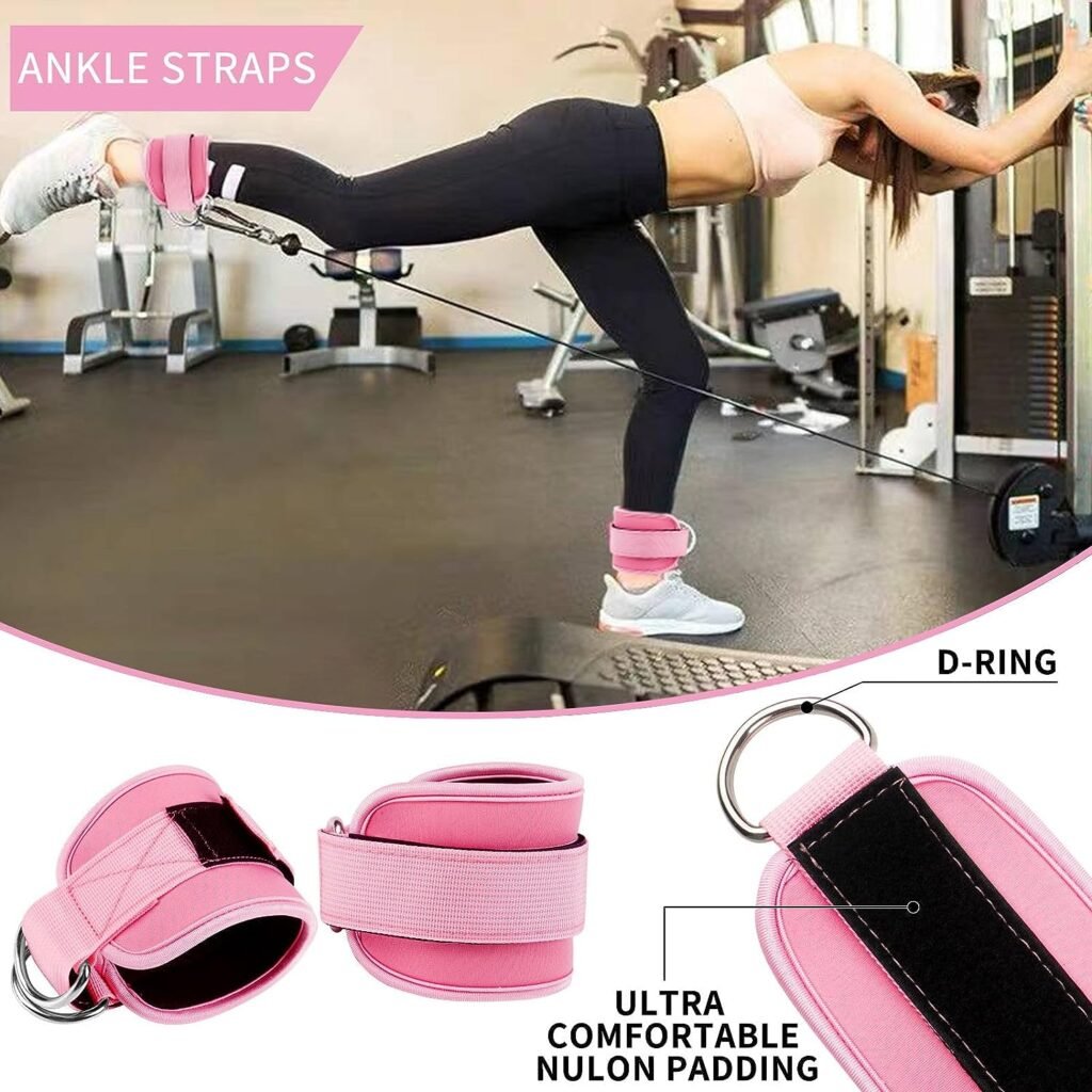 SINYWAY Barbell Pad Set, 11 Pcs Barbell Squat Pad for Hip Thrusts, Lunges, Leg day with 2 Gym Ankle Straps, 3 Hip Resistance Bands, 2 Lifting Strap, 2 Barbell Clip, Barbell Pad and Carry Bag