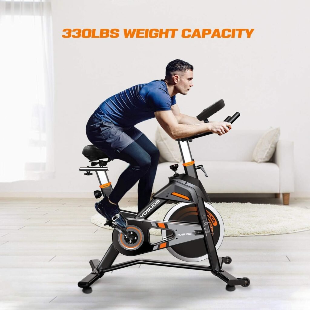 YOSUDA PRO Magnetic Exercise Bike 400lbs / 350lbs / 330lbs Indoor Cycling Bike Stationary with Comfortable Seat Cushion, Silent Belt Drive