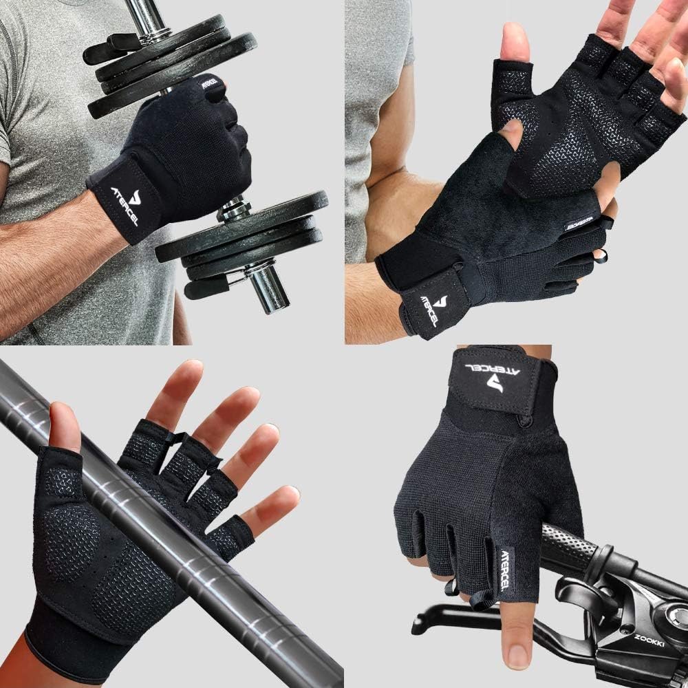 ATERCEL Workout Gloves for Men and Women, Exercise Gloves for Weight Lifting, Cycling, Gym, Training, Breathable and Snug fit