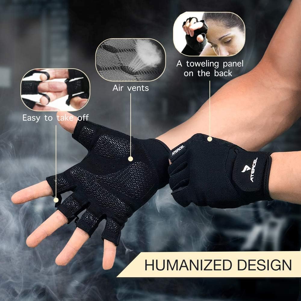 ATERCEL Workout Gloves for Men and Women, Exercise Gloves for Weight Lifting, Cycling, Gym, Training, Breathable and Snug fit