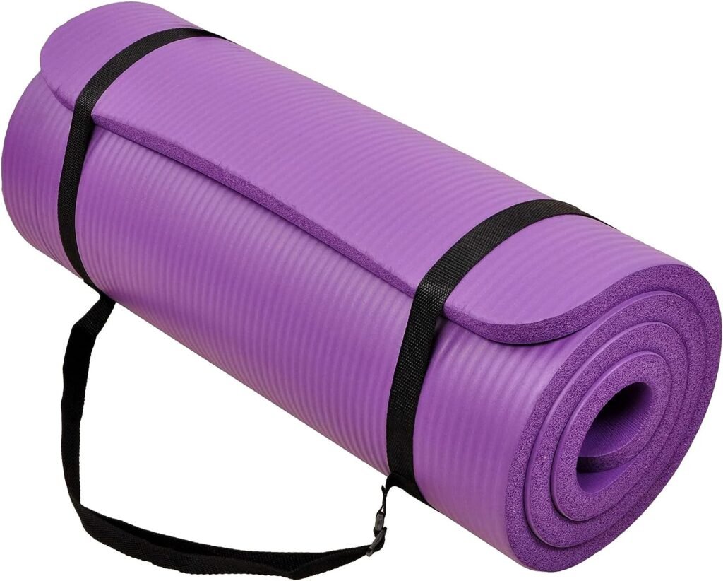 BalanceFrom All Purpose 1-Inch Extra Thick High Density Anti-Tear Exercise Yoga Mat with Carrying Strap