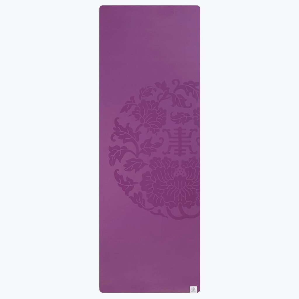 Gaiam Dry-Grip Yoga Mat - 5mm Thick Non-Slip Exercise  Fitness Mat for Standard or Hot Yoga, Pilates and Floor Workouts - Cushioned Support, Non-Slip Coat - 68 x 24 Inches