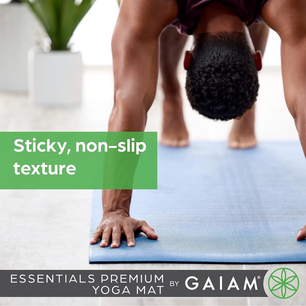 Gaiam Essentials Premium Yoga Mat with Yoga Mat Carrier Sling (72L x 24W x 1/4 Inch Thick)