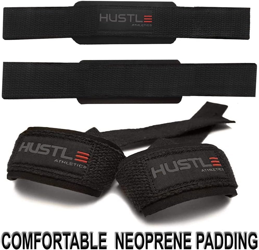 Hustle Lifting Straps Gym Wrist Wraps - 24 Strong Cotton Weightlifting Wrist Straps to Support Grip and Lift Heavier - Ultimate Workout Deadlift Straps for Weight Lifting