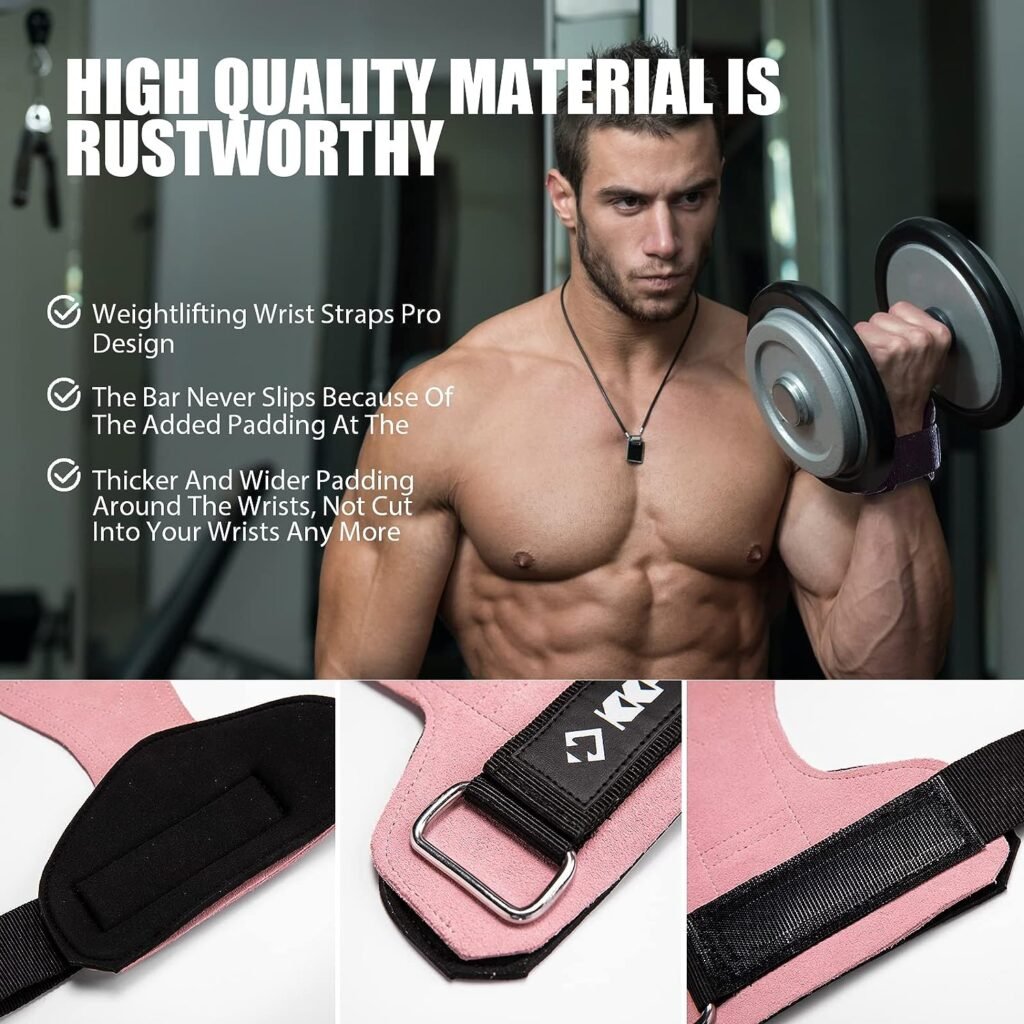 KKH Wrist Straps for Weightlifting, Lifting Straps for Weightlifting, Heavy Duty Deadlift Straps Gloves for Weight Lifting Powerlifting with Adjustable Wrist Grips Fitness Pads