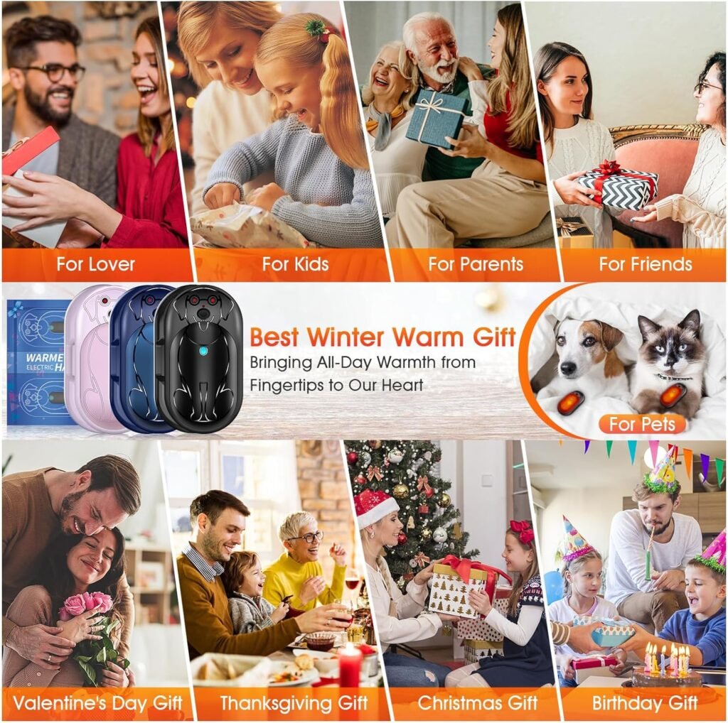 2 Pack Reusable Hand Warmers Rechargeable: 6000mAh Mini Pocket Hot Handwarmers with 20 Hours Heat - 2 in 1 Portable USB Electric - Winter Warm Gifts for Camping Hunting Outdoor Sports