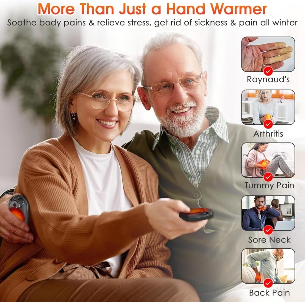 2 Pack Reusable Hand Warmers Rechargeable: 6000mAh Mini Pocket Hot Handwarmers with 20 Hours Heat - 2 in 1 Portable USB Electric - Winter Warm Gifts for Camping Hunting Outdoor Sports