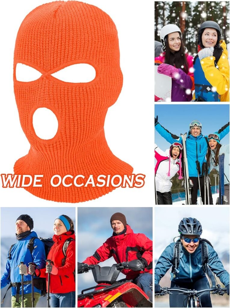 3 Pieces 3 Holes Knitted Full Face Cover Ski Mask Winter Knit Balaclava Outdoor Sports Thermal Ski Cover for Men Women