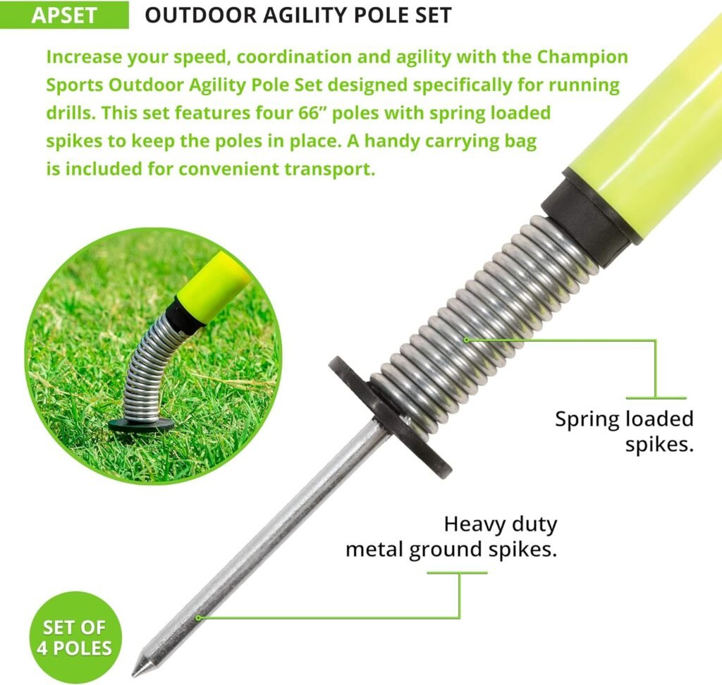 Champion Sports APSET Outdoor Agility Pole Set, Yellow