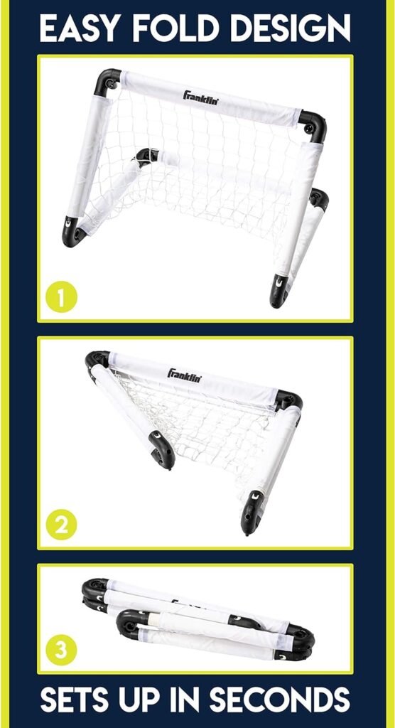 Franklin Sports Kids Mini Soccer Goal Set - Backyard/Indoor Mini Net and Ball with Pump - 22 x 17 Goal Size, White/Black