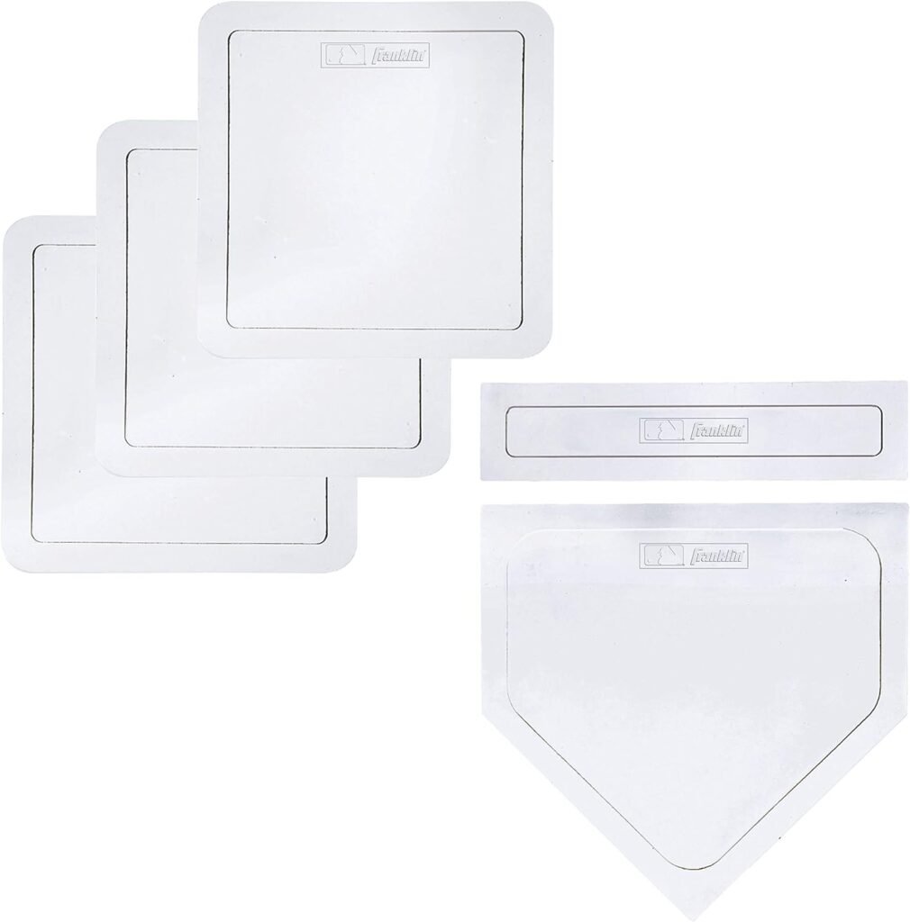 Franklin Sports Thrown Down Baseball Bases with Home Plate and Pitchers Rubber - Backyard Kids Rubber Base Set Perfect for Baseball, Teeball, + Kickball