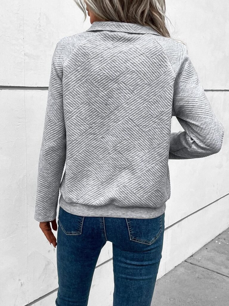 GORGLITTER Womens Half Button Sweatshirt Long Sleeve Knitted Pullover Tops