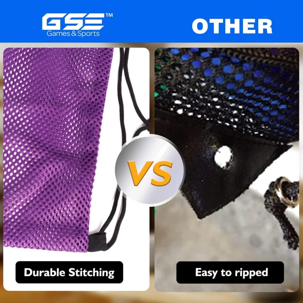 GSE Mesh Sports Ball Bag for Kids  Adults. Mesh Sports Equipment Bag for Sports Balls, Beach, Travel, Gym, Swimming, Camping Gear, Laundry (Drawstring Bag, Backpack Available)