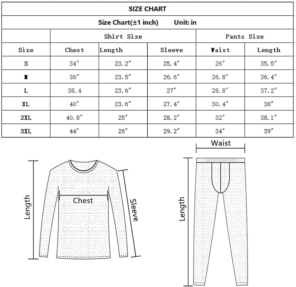 HEROBIKER Long Johns Thermal Underwear for Men Skiing Winter Warm Hunting Gear Fleece Lined Base Layer Set Top Bottom