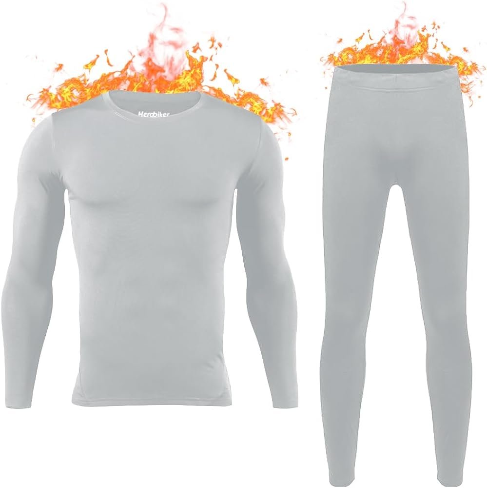 HEROBIKER Long Johns Thermal Underwear for Men Skiing Winter Warm Hunting Gear Fleece Lined Base Layer Set Top Bottom