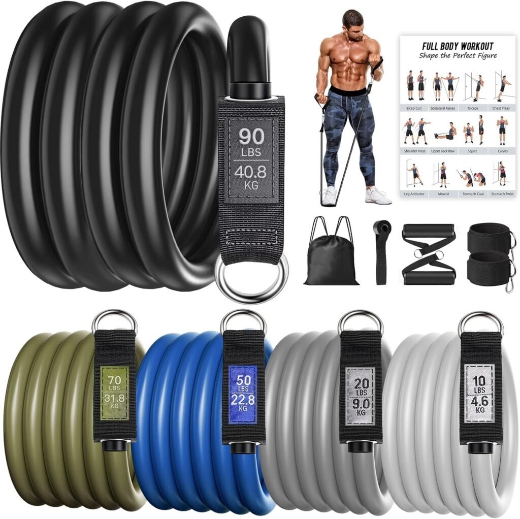 INNELO Heavy Resistance Bands for Working Out,Resistance Bands with Handles,Exercise Bands with Door Anchor, Carry Bag, Legs Ankle Straps for Physical Therapy, Home Workouts