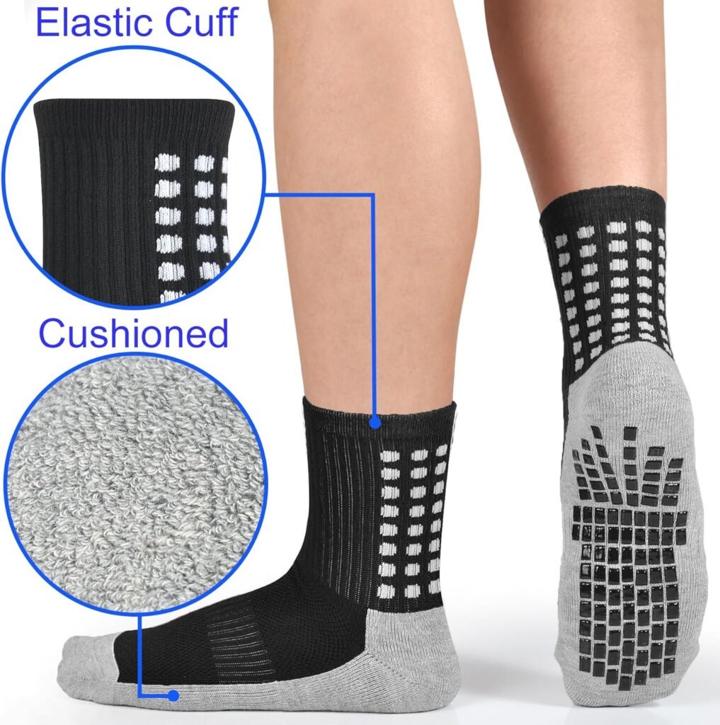 Kids Soccer Grip Socks Boys Football Non Slip Socks Cushioned Athletic Crew Socks Running Sports Kids Youth 6 Pairs