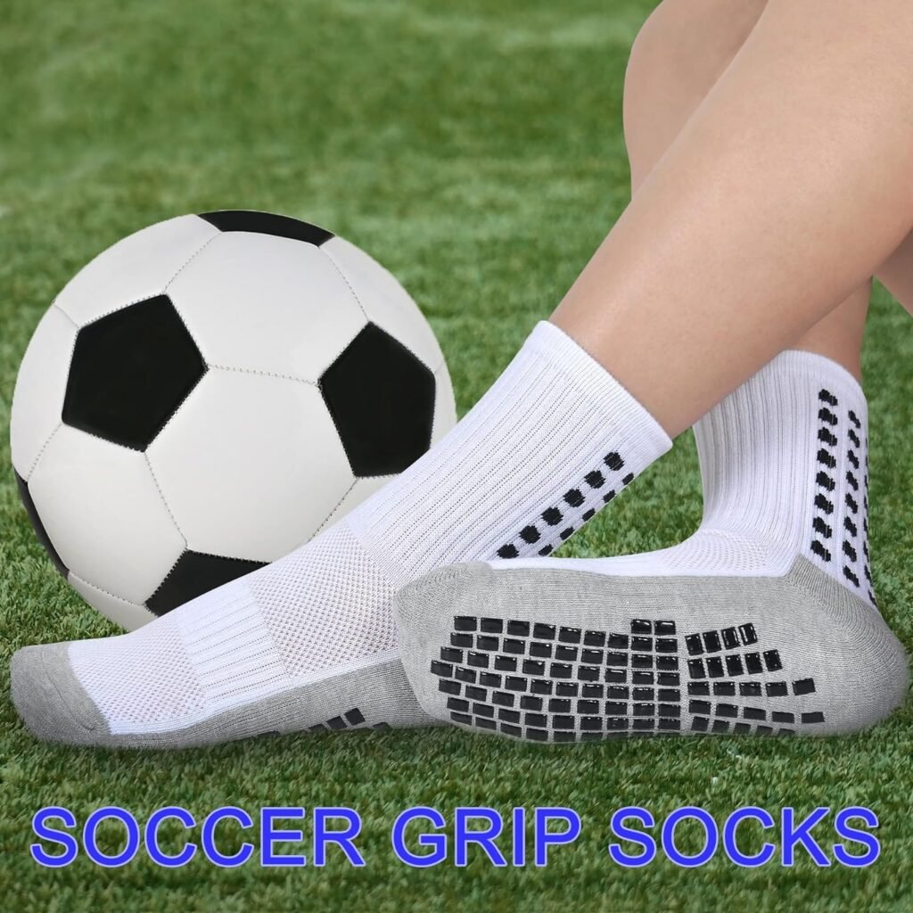 Kids Soccer Grip Socks Boys Football Non Slip Socks Cushioned Athletic Crew Socks Running Sports Kids Youth 6 Pairs