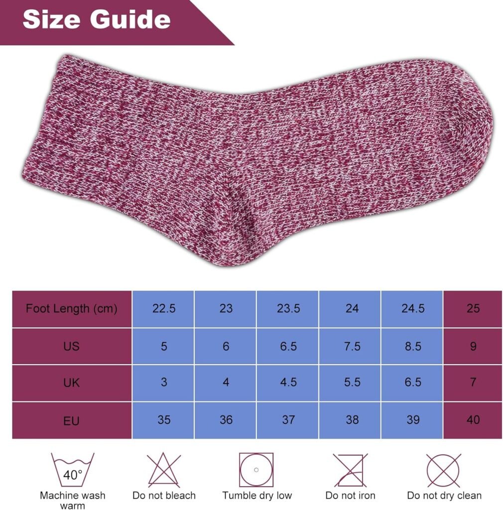 LKV Womens Winter Socks Gift Box Free Size Thick Wool Socks Soft Warm Casual Socks for Women Socks Christmas Socks 5 Pairs