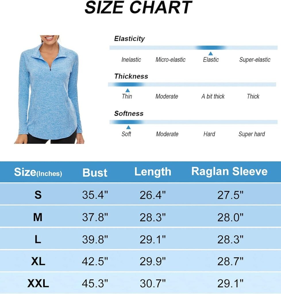 LURANEE Womens UPF 50+ Long Sleeve 1/4 Zip Pullover Athletic Hiking Running Workout Tops