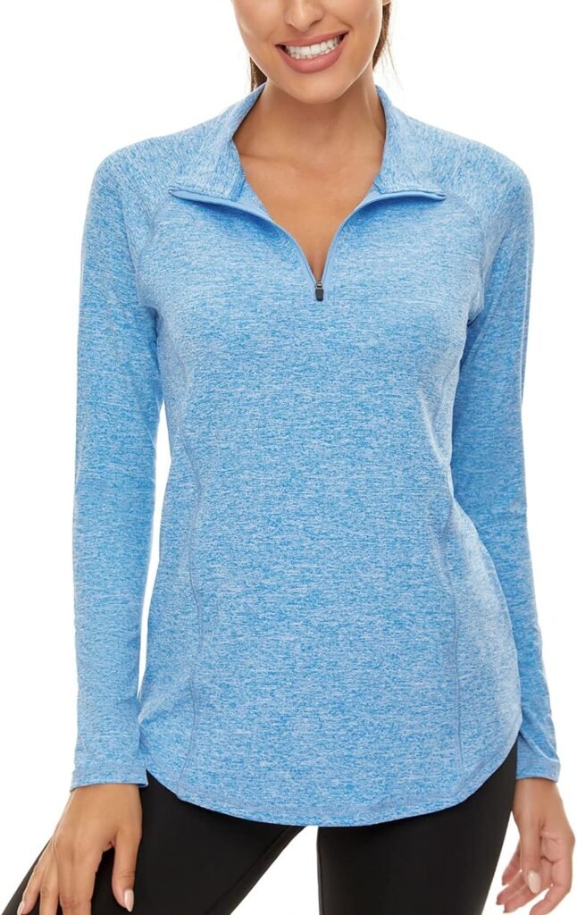 LURANEE Womens UPF 50+ Long Sleeve 1/4 Zip Pullover Athletic Hiking Running Workout Tops