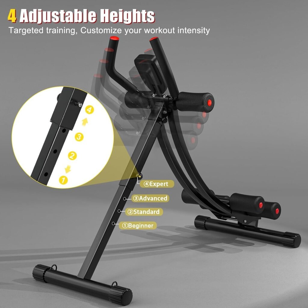 PINJAT Ab Workout Equipment, Ab Machine for Home Gym, Adjustable Abdominal Exercise Fitness Equipment for Full Body Shaping, Foldable Waist Trainer Ab Cruncher Strength Training