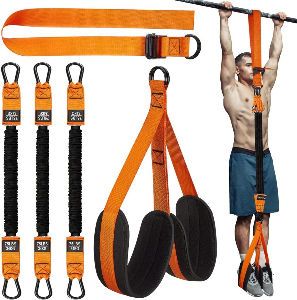 Pull Up Assistance Bands, Heavy Duty Resistance Band for Pull Up Assist, Adjustable Weight/Size with Fabric Feet/Knee Rest, Bands for Pull Up Assist for Strength Training, Patented Pull Up Assist Band