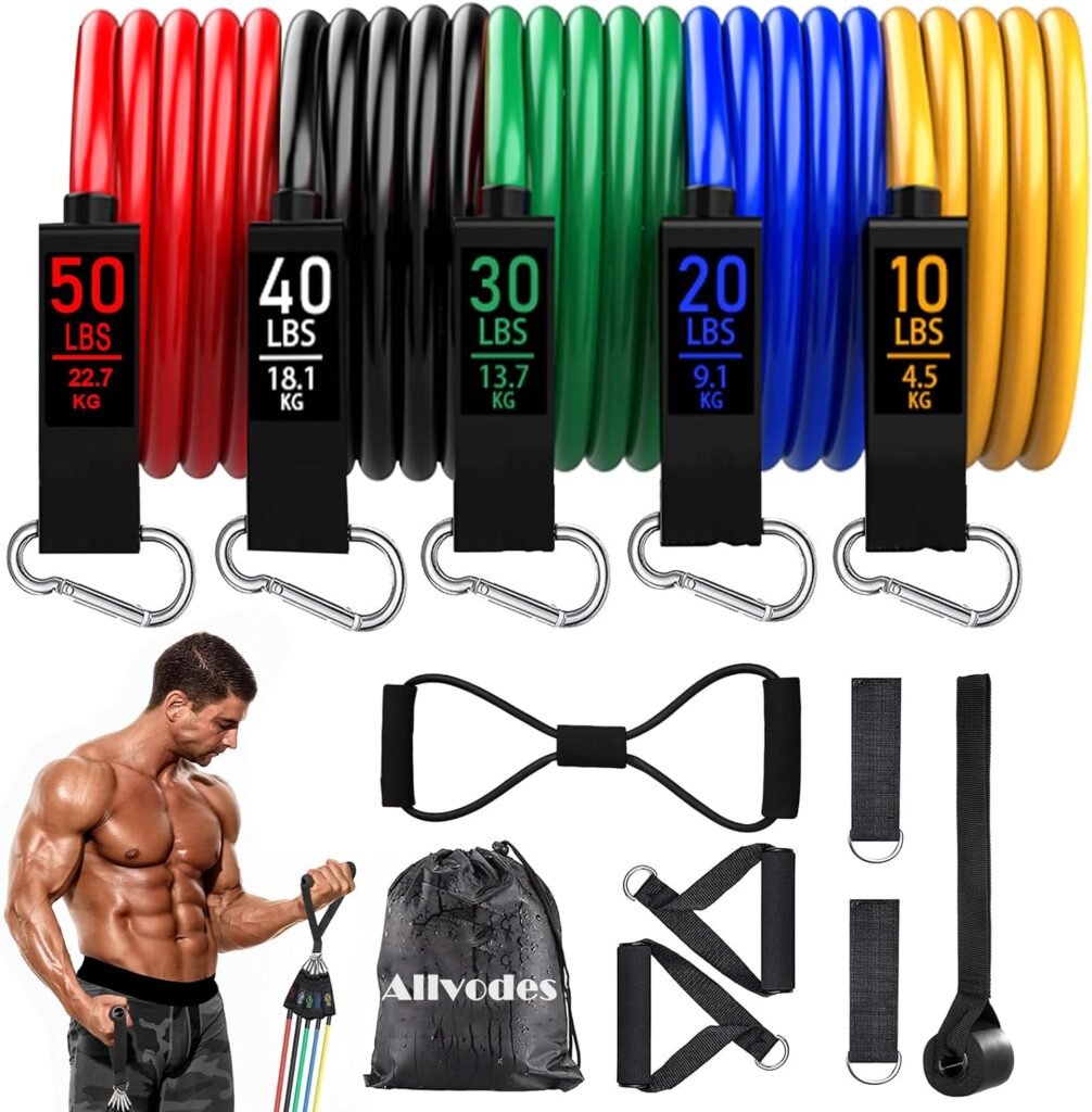 Resistance Bands, Resistance Band Set, Workout Bands, Exercise Bands for Men and Women, Exercise Bands with Door Anchor, Handles