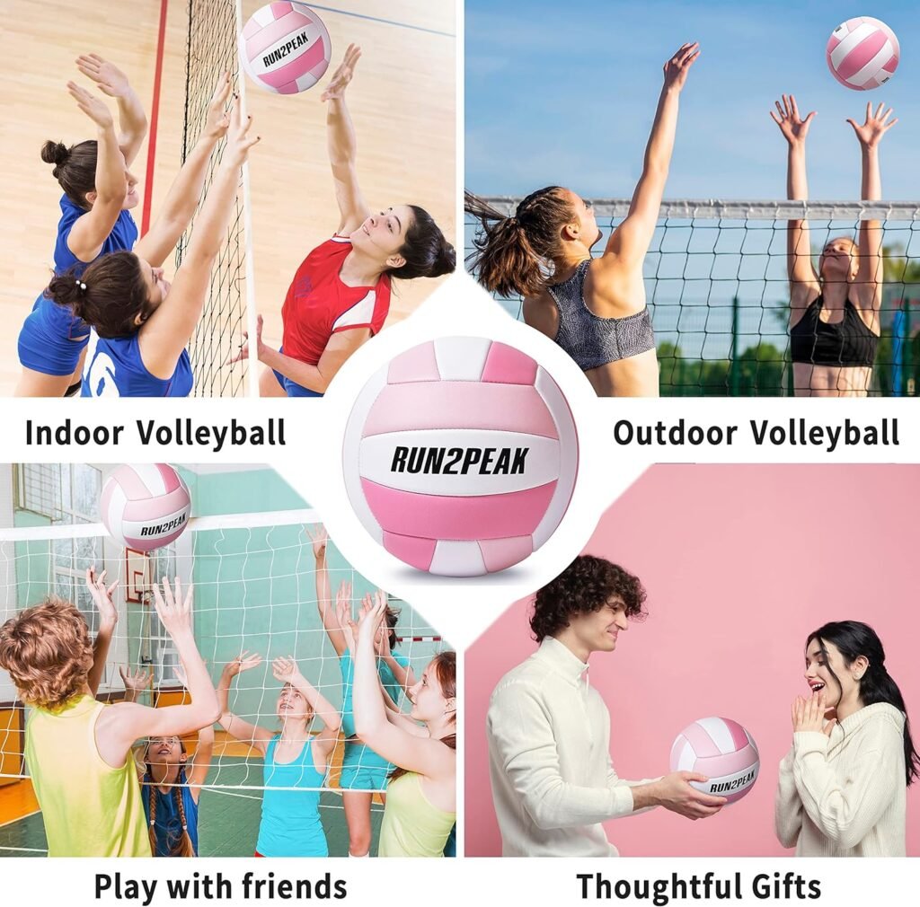 RUN2PEAK Soft Touch Volleyball Ball Gifts for Teen Girls Kids Youth Team Beginners Durable Volleyballs for Outdoor Indoor Beach Pool Water Play Official Size 5 Training Practice Volley Ball