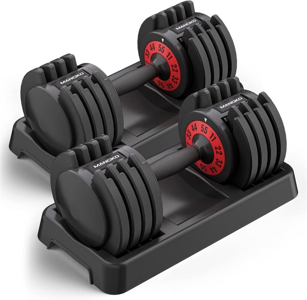 Adjustable Dumbbell 25/55LB Single Dumbbell Weight, 5 in 1 Free Weight Dumbbell with Anti-Slip Metal Handle, Suitable for Home Gym Exercise Equipment