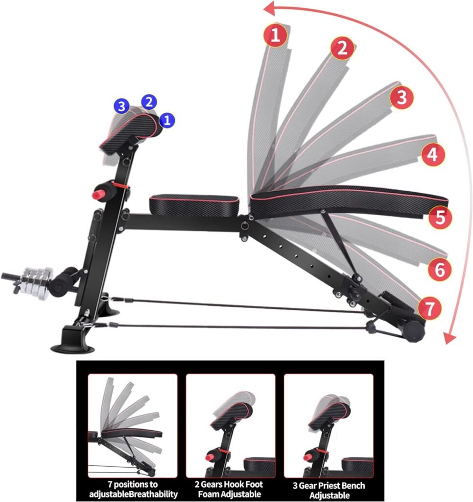 Adjustable Weight Bench Utility Workout Bench for Home Gym,Foldable Incline Decline Benches for Full Body Workout