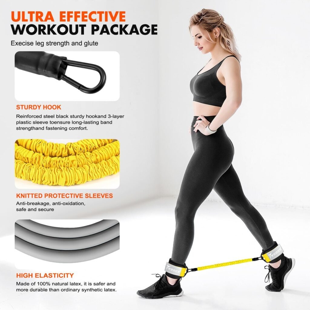 Ankle Resistance Bands with Cuffs, Glutes Workout Equipment, Legs Resistance Bands for Kickbacks Hip Glute Training Exercises - Perfect for Home Workouts and Fitness Training for Women