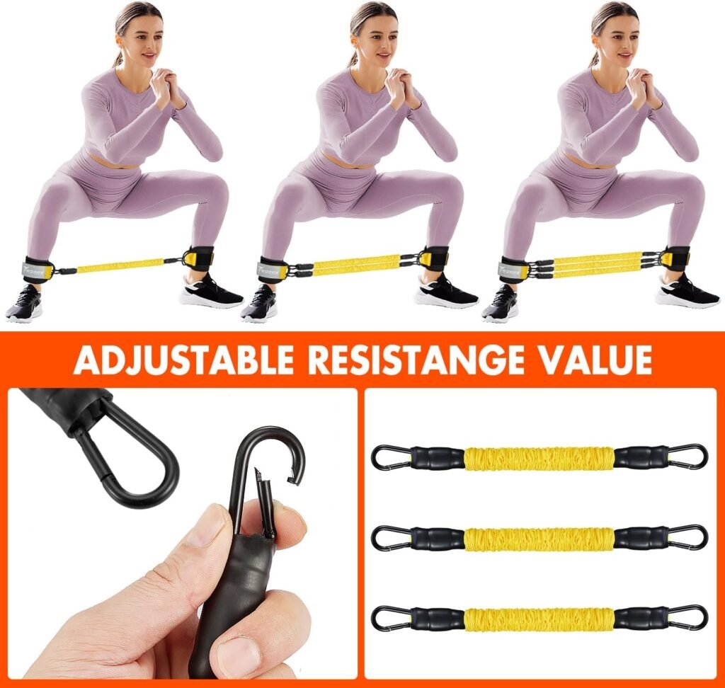 Ankle Resistance Bands with Cuffs, Glutes Workout Equipment, Legs Resistance Bands for Kickbacks Hip Glute Training Exercises - Perfect for Home Workouts and Fitness Training for Women