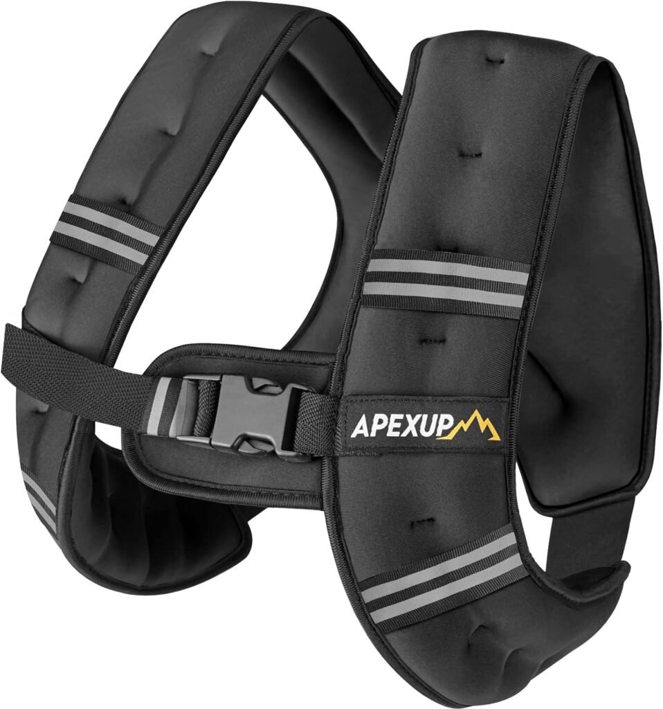 APEXUP Weighted Vest Men 5lbs/10lbs/15lbs/20lbs/25lbs/30lbs Weights with Reflective Stripe, Weighted vest for Women Workout Equipment for Strength Training Running